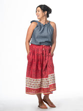 Load image into Gallery viewer, Marigold &amp; Paisley Button Midi Skirt - S
