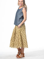 Lavender Paisley Button Midi Skirt - M