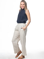 Swahlee creates a handmade capsule wardrobe of clothing essentials made in India using sustainable production and natural fabrics. The Stand Collar Tunic in Navy.
