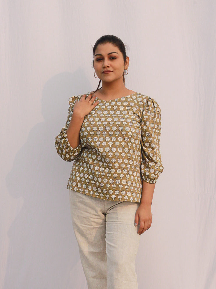 The Chrysanthemum Block Print Top