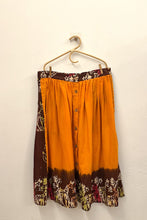 Load image into Gallery viewer, Orange &amp; Brown Batik-inspired Button Midi Skirt - XXL
