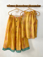 Load image into Gallery viewer, Yellow With Brown Paisely Button Midi Skirt - XS
