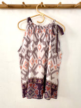 Load image into Gallery viewer, Purple &amp; Red Ikat Motif Tie-Neck Halter Top - XXL
