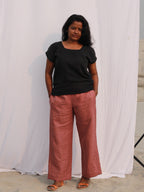 The Cropped Linen Trousers in Marsala