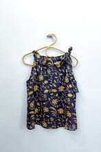 Load image into Gallery viewer, Navy &amp; Tan Floral Tie-Neck Halter Top - XXS
