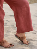 The Cropped Linen Trousers in Marsala
