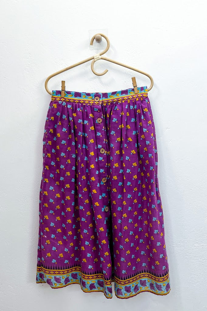 Violet Autumn Button Midi Skirt - S